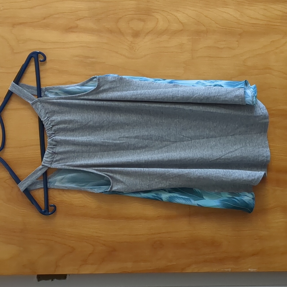 Roper Blue/Teal/ Grey Feather Print Tank Top - Picture 3 of 4